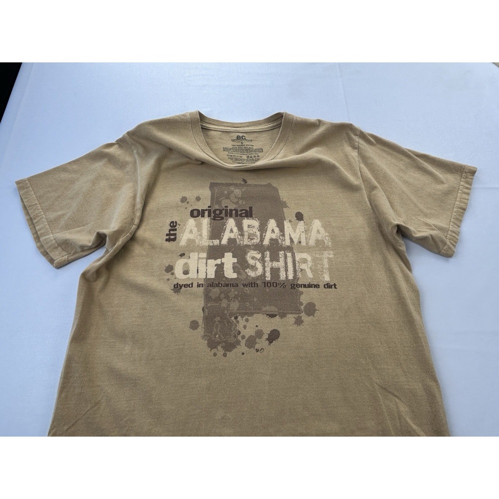 Earth Creations Original Alabama Dirt Shirt Organic Cotton Tan Tee Small USA